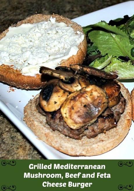 Grilled Mediterranean Mushroom, Beef and Feta Cheese Burger