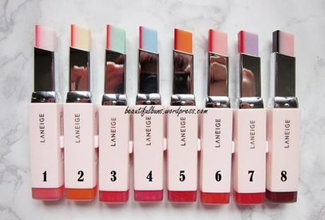 Review/Swatches: Laneige Two Tone Tint Lip Bar – all 8 shades!