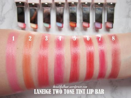 Review/Swatches: Laneige Two Tone Tint Lip Bar – all 8 shades!