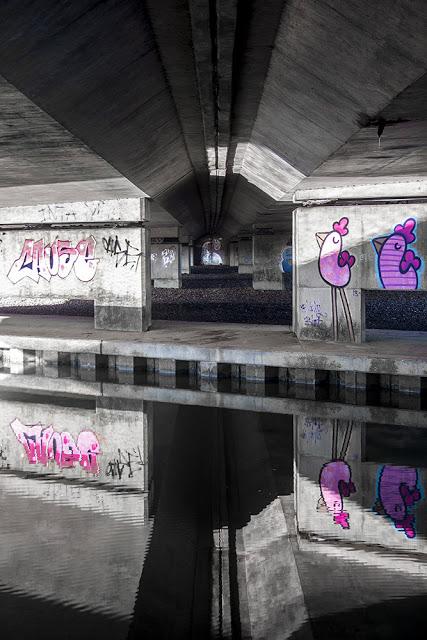 Urban Art and Bridges - A5 supports at Stony Stafford and Pink Chicken Graffiti 