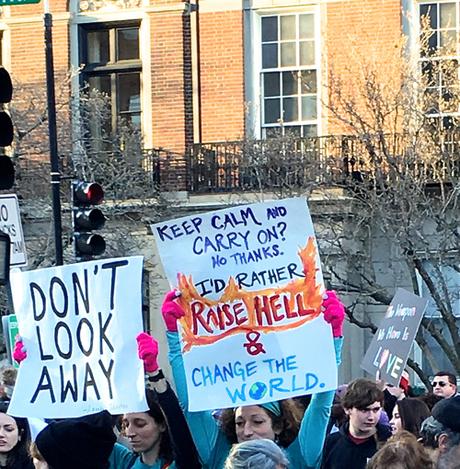Boston Women's March Sign Broadcasts Action