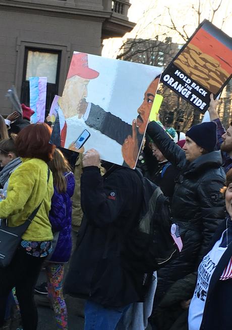 Boston Women's March Sign With MLK Jr Holding Trumps Mouth