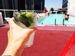 Cheers to sunny days at the rooftop pool!