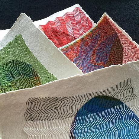 Colorful Stitching on Paper by Karin Lundström Colorful Stitching on Paper by Karin Lundström