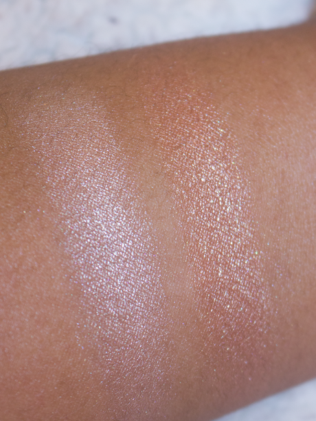 e.l.f. Baked Highlighter // swatches and review ELF Baked Highlighter Moonlight Pearls (left), Blushed Gems (right)