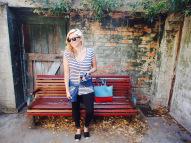 Active-Truth-Tights-Striped-Tee-Denim-Shirt Active Truth Ultimate Full Length Tights in black | Witchery striped tee, denim shirt and espadrilles | Seed Heritage necklace | Bag Trader neoprene tote | Ray-Ban Wayfarers