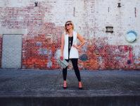 Active-Truth-Tights-For-Work-Sleeveless-Blazer Active Truth Ultimate Full Length Tights in black | Country Road black singlet | Witchery Gathered Back Gilet | Seed Heritage necklace | Sheike & Co clutch | Ray-Ban Wayfarers