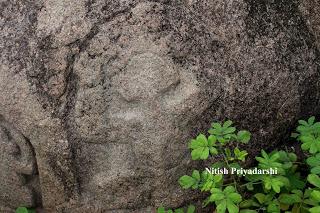 Ancient rock carvings on granite rocks near Ranchi city.