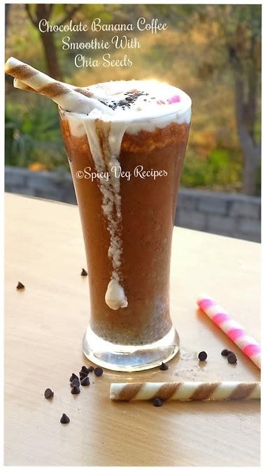 Chocolate Banana Coffee Smoothie with chia Recipe Chocolate-Banana-Coffee- Smoothie- chia -veg-Recipe