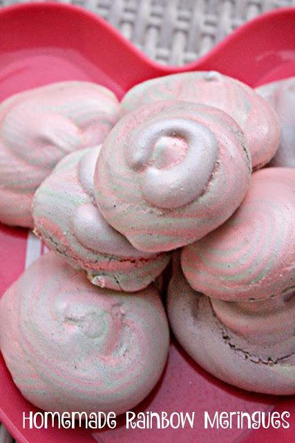 These homemade rainbow meringues are the perfect fat-free treat for Valentine's Day or any day!