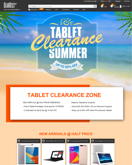 Discounts in Summer Sale on Tablets GearBest Summer Tablet Sale
