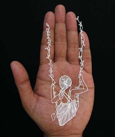 Papercut Girl in Swing - Parth Kothekar Paper Cuttings by Parth Kothekar