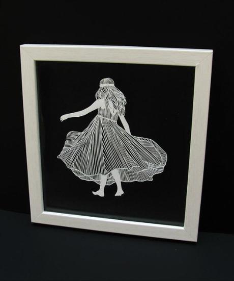 Framed Papercutting of Walking Girl - Parth Kothekar Paper Cuttings by Parth Kothekar