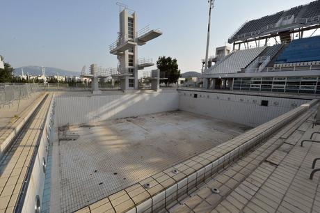 A practice pool at the Aquatic Center has been drained.
