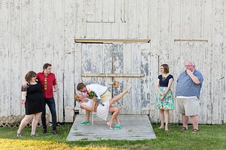 Wedding party photography with dip at Ft. Wayne Indiana destination wedding