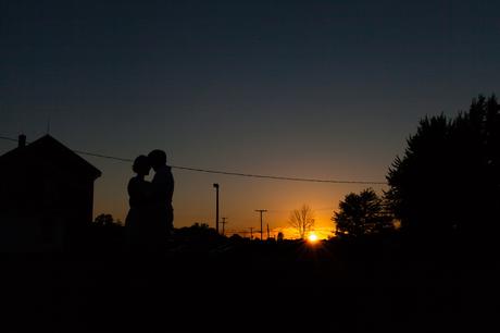 Silhouette in sunset at Desintaiton wedding in Fort Wayne Indiana
