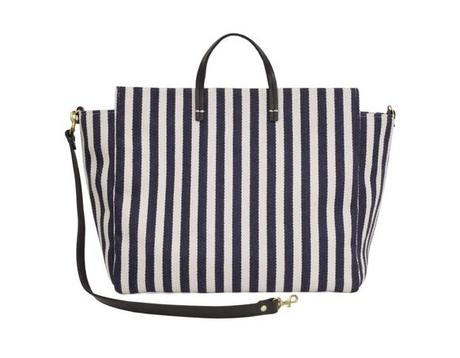 navy striped canvas tote
