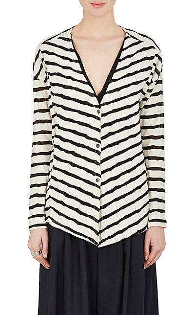 cotton cardigan with diagonal stripes