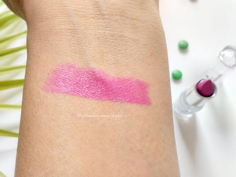 Pink Lips with Lakme Satin Enrich lipstick in shade p163, Review, Swatch and LOTD