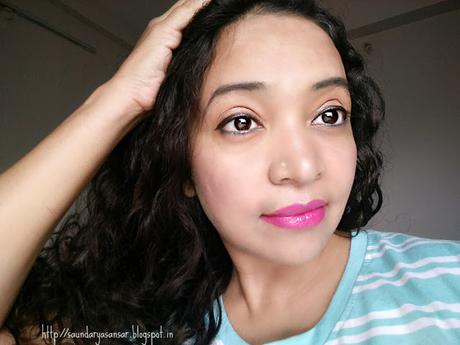 Pink Lips with Lakme Satin Enrich lipstick in shade p163, Review, Swatch and LOTD