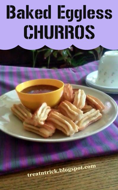 Baked Eggless Churros Recipe @ treatntrick.blogspot.com