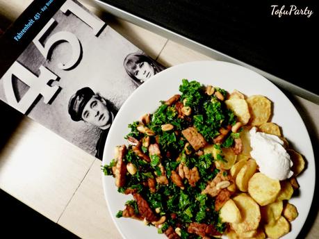 Sautéed Kale and Tempeh with Raisins and Peanuts