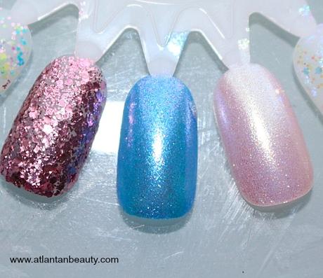 Sinful Colors Kandee Johnson Swatches: Spoon Full of Sugar, Blueberry Hot Rod, Pinksicle