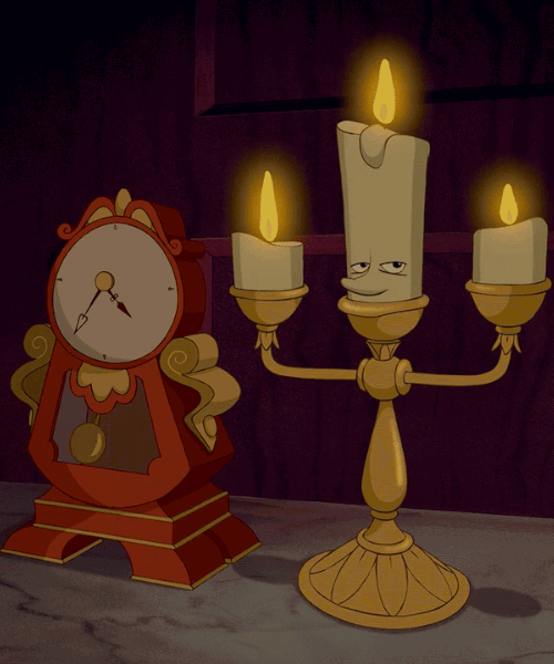  disney beauty and the beast lumiere cogsworth GIF