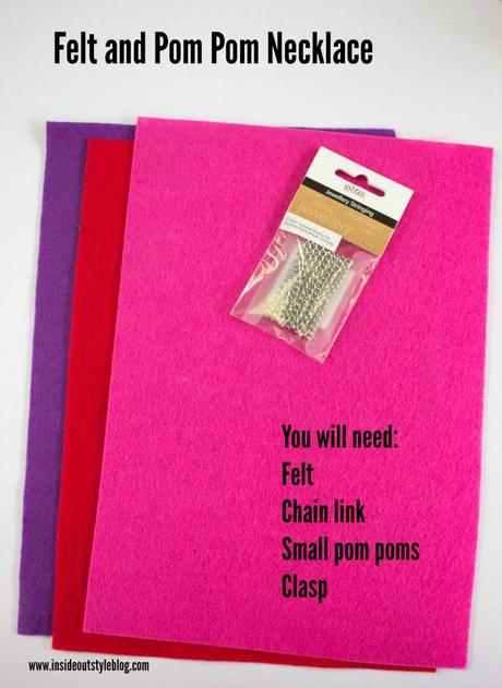 Party Up Your Outfit with Pom Poms with 4 Super Easy Make-it-Yourself Accessories felt and pom pom necklace ingredients