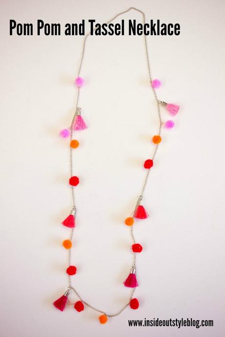 Party Up Your Outfit with Pom Poms with 4 Super Easy Make-it-Yourself Accessories Easy make it yourself instructions for a pom pom and tassel necklace - www.insideoutstyleblog.com
