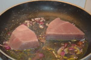 La mia ricetta di filetti di tonno con olive taggiasche. My recipe of tuna fillets with olives La mia ricetta di filetti di tonno con olive taggiasche. My recipe of tuna fillets with olives