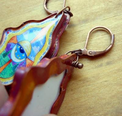 Copper with Resin Cosmic Eye Drawing Earrings Your omnisc... Copper with Resin Cosmic Eye Drawing Earrings Your omnisc...