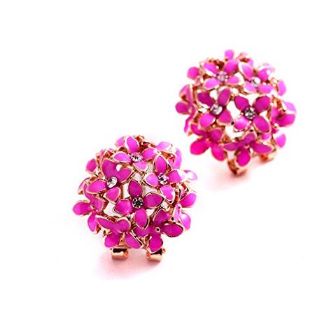 Pink Flowery Oversized Clipon Earring