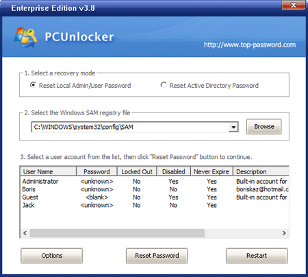 PCUnlocker Review: Reset/Bypass Windows Forgotten Password