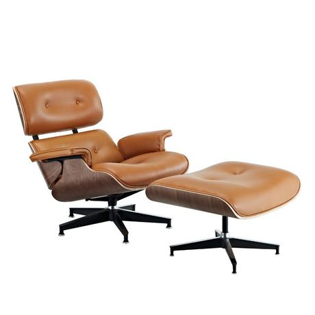 Leather Lounge Chair And Ottoman