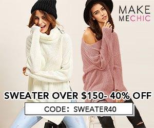Spoiler Alert!!! (April 2017 BeautyFIX #2) Sweater Sale! Save 40% on Sweater purchases over $150 with couponcode SWEATER40 at MakeMeChic.com. Sale ends October 6th