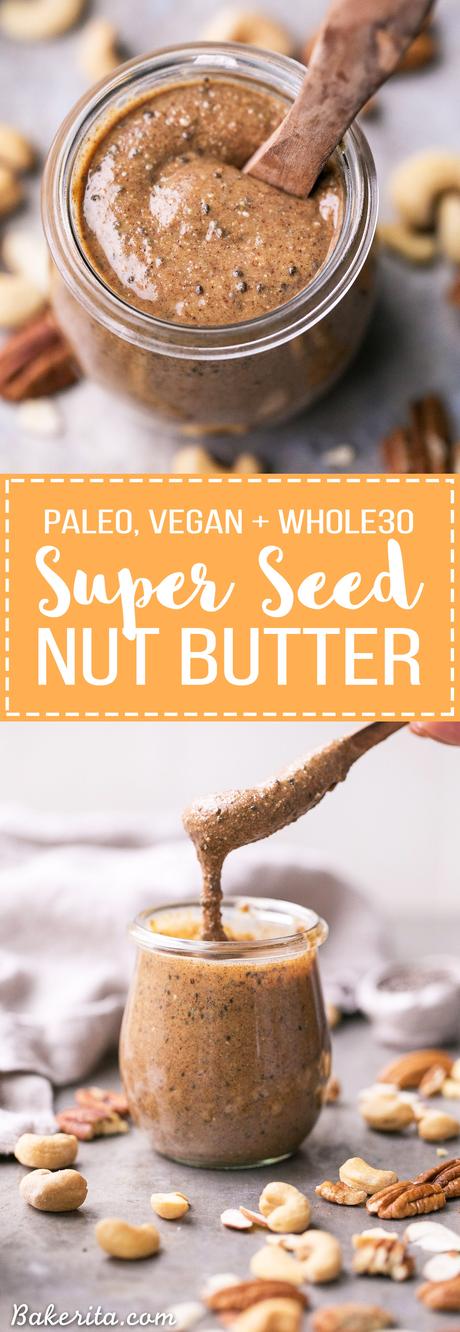 Super Seed Nut Butter This Super Seed Nut Butter is made with a variety of nuts and seeds, creating a smooth and creamy spread that's super flavorful and loaded with nutrients. This delicious homemade nut + seed butter comes together quickly in a blender or food processor.