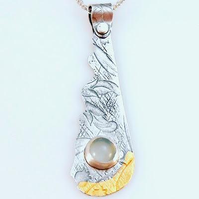 Aqua Chalcedony Sterling and 24k Gold Pendant Sterling si... Aqua Chalcedony Sterling and 24k Gold Pendant Sterling si...
