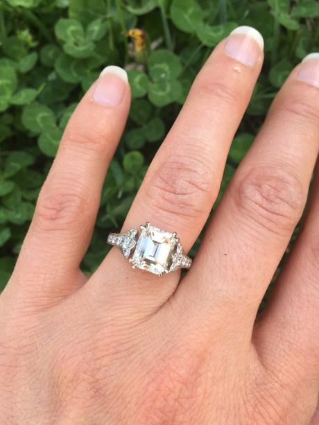 Almost-there's 2.5 emerald cut diamond vintage ring hand shot