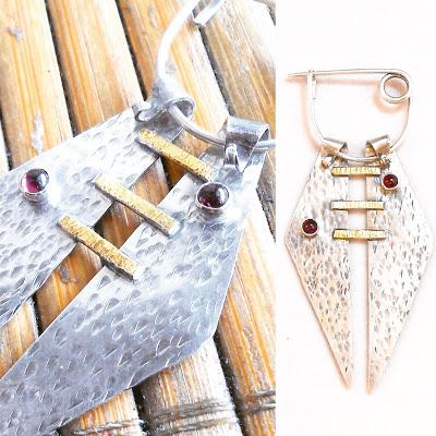 Rhodolite Garnets with 24k Gold in Sterling Silver Brooch... Rhodolite Garnets with 24k Gold in Sterling Silver Brooch...
