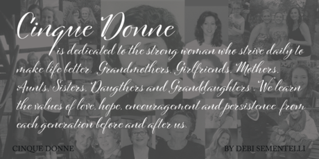 New Cinque Donne Font is Here! script font, cursive font, hand lettered font, hand written font, fancy font, Cinque Donne font, calligraphy font, lettering, letters, font for invitations, wedding invitations, baby shower invitations, save the date invitations, baby announcements, graphic design, fonts, font, Debi Sementelli,