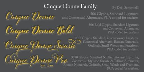 New Cinque Donne Font is Here! script font, cursive font, hand lettered font, hand written font, fancy font, Cinque Donne font, calligraphy font, lettering, letters, font for invitations, wedding invitations, baby shower invitations, save the date invitations, baby announcements, graphic design, fonts, font, Debi Sementelli,