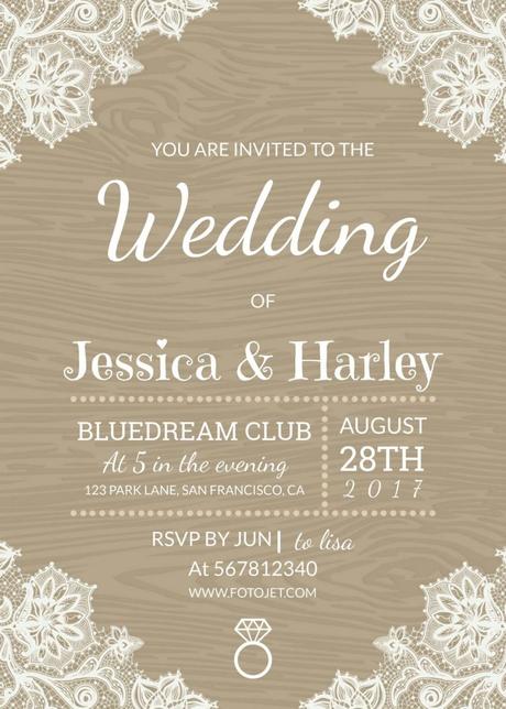 3 Beautiful FREE Wedding Invitation Templates That You Can Make Yourself on FotoJet.com 3 Beautiful FREE Wedding Invitation Templates That You Can Make Yourself on FotoJet.com