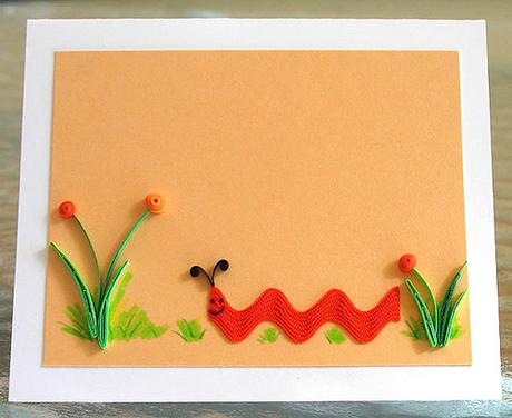Quilled Rick Rack Caterpillar Note Card Quilled Rick Rack Caterpillar Note Card