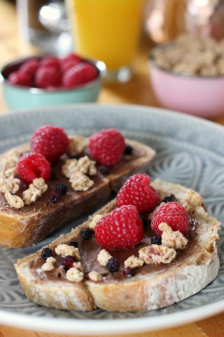 Breakfast Five Ways with Nature’s Path chocolate spread and granola on toast