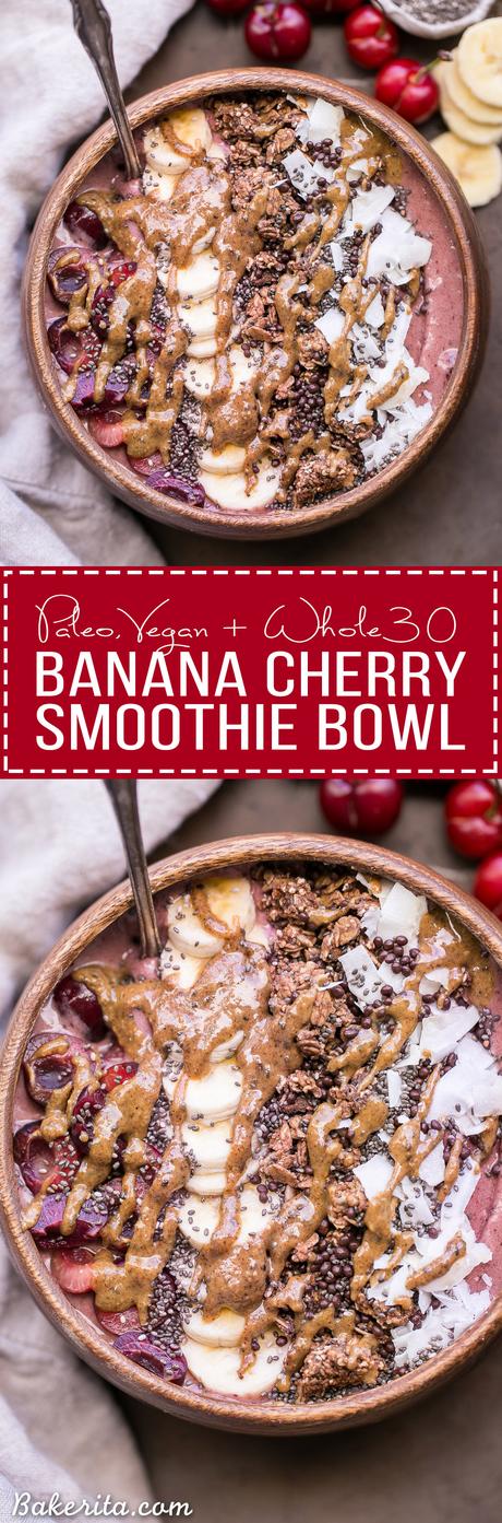 Banana Cherry Smoothie Bowl (Paleo + Vegan) This Banana Cherry Smoothie Bowl is a healthy and delicious breakfast treat! It's refreshing, filling, and loaded with beautifying superfoods. Add all your favorite toppings for a treat suited just to your tastes.