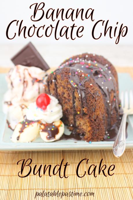 Banana Chocolate Chip Bundt Cake for #BundtBakers Banana Chocolate Chip Bundt Cake