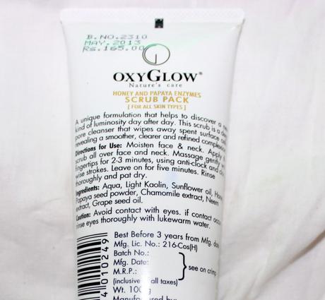Oxyglow Honey & Papaya Enzymes Scrub Review