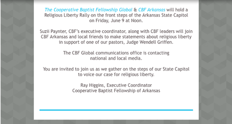 We're for Religious Liberty: Rally to Be Held June 9 in Little Rock in Support of Judge Wendell Griffen