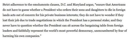 Maryland, Washington DC Sue Trump for Violating the Emoluments Clause of the Constitution